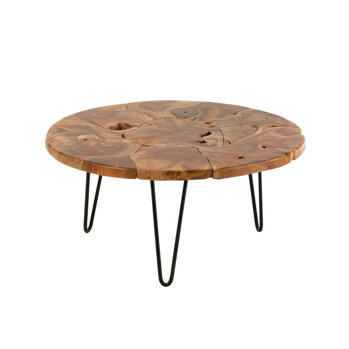 Salontafel Bruin Teakhout Rond 80 cm-Salontafels-J-Line
