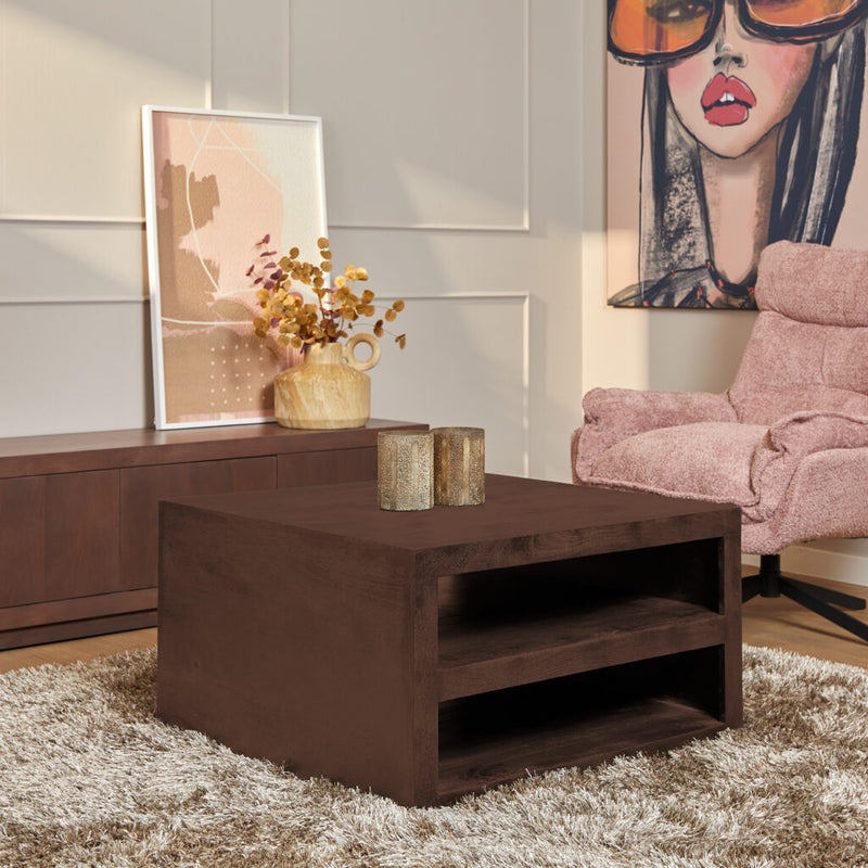 Salontafel Brussel Walnoot Mangohout 80 cm 80x80x45 cm-Salontafels-Starfurn