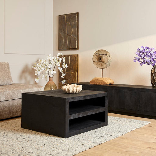 Salontafel Brussel Zwart Mangohout 80 cm 80x80x45 cm-Salontafels-Starfurn