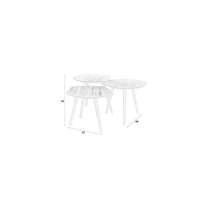 Salontafel Cuties (set Of 3) Teak veneer Zwart 46x42 cm-Salontafels-Creating Home
