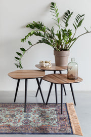 Salontafel Cuties (set Of 3) Teak veneer Zwart 46x42 cm-Salontafels-Creating Home