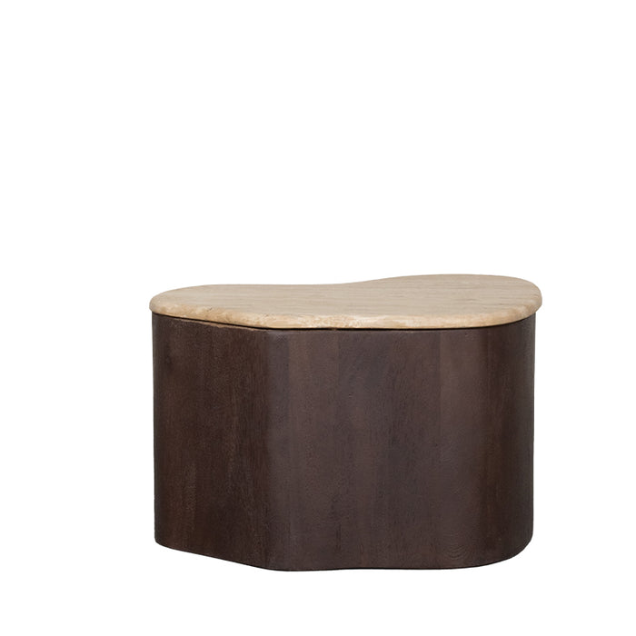Salontafel Davi Espresso Travertin 50 cm 50x35x31 cm-Salontafels-LABEL51