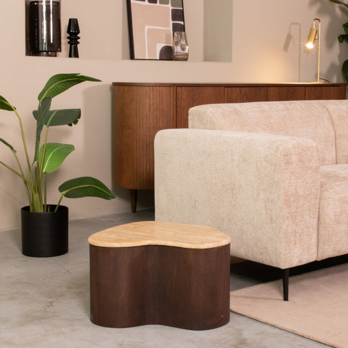 Salontafel Davi Espresso Travertin 50 cm 50x35x31 cm-Salontafels-LABEL51