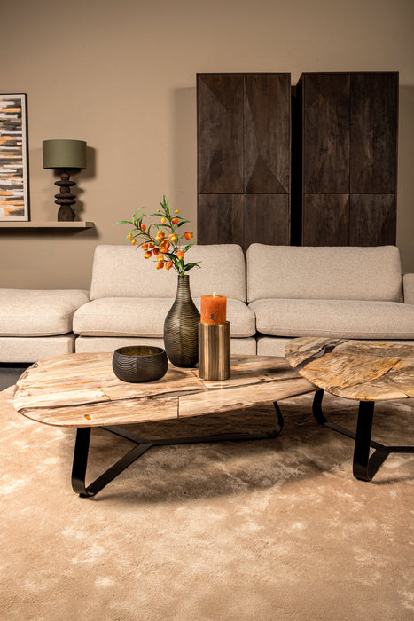Salontafel Deeba Versteend Hout Bruin 85x130 cm