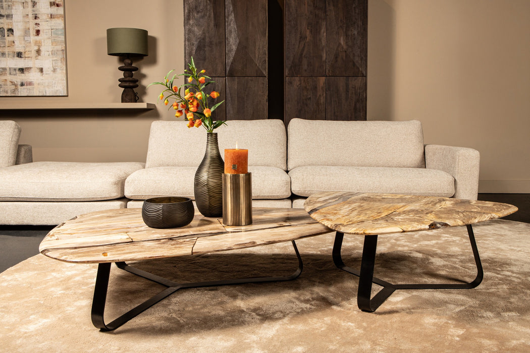 Salontafel Deeba Versteend Hout Bruin 85x130 cm
