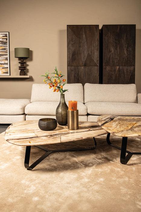 Salontafel Deeba Versteend Hout Bruin 85x130 cm
