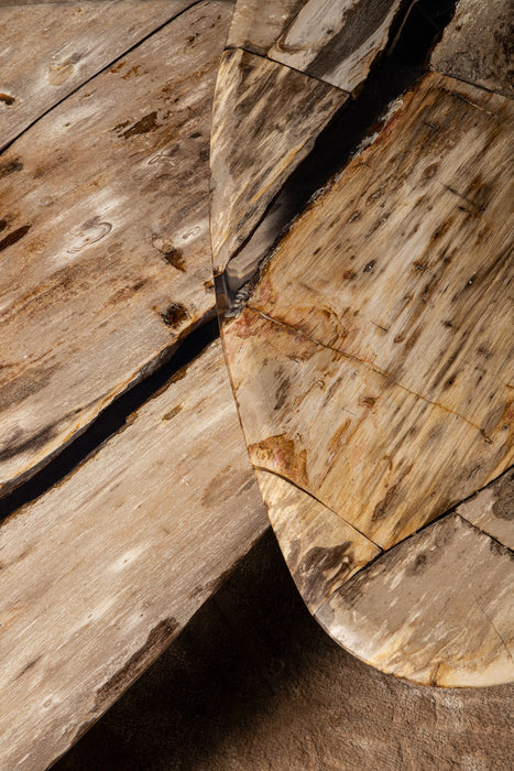 Salontafel Deeba Versteend Hout Rood 85x95 cm