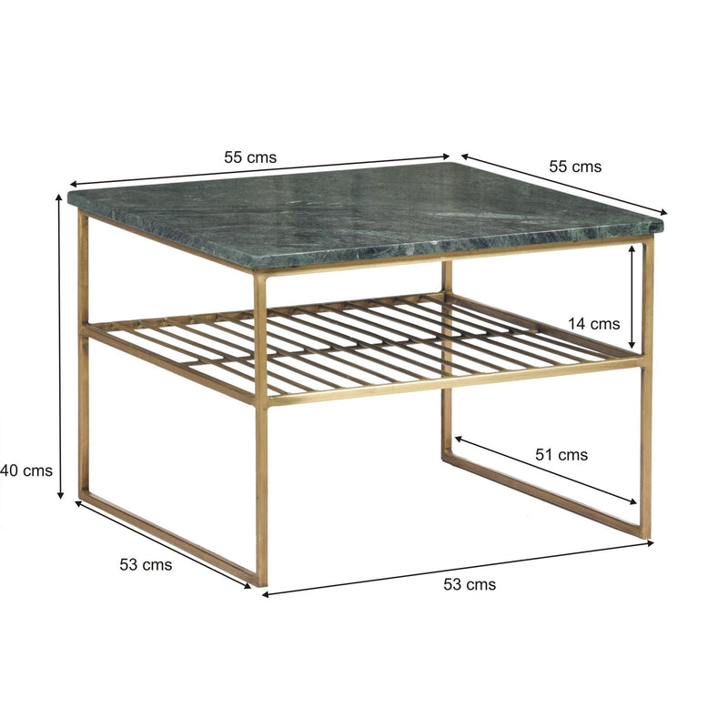 Salontafel Dian Marble Green Gold Marmer Groen 55 cm-Salontafels-Livingfurn