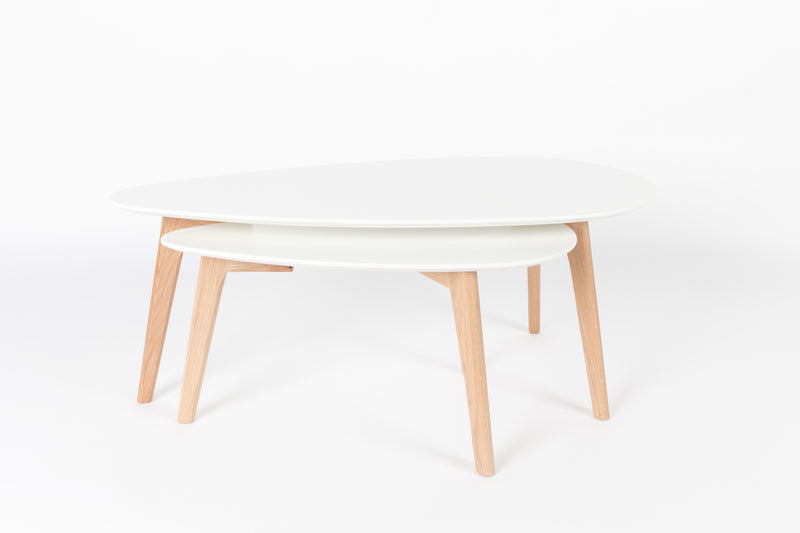Salontafel Drop Set van 2 Hout Beige 50x100 cm-Bijzettafels-Creating Home