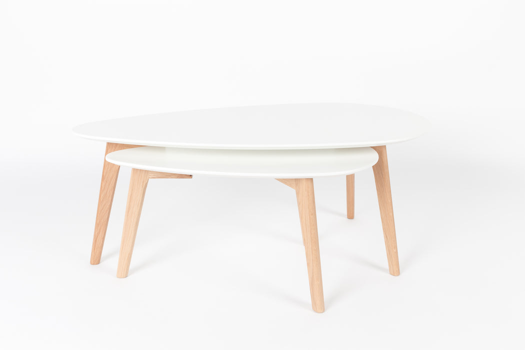 Salontafel Drop Set van 2 Hout Beige 50x100 cm-Bijzettafels-Creating Home
