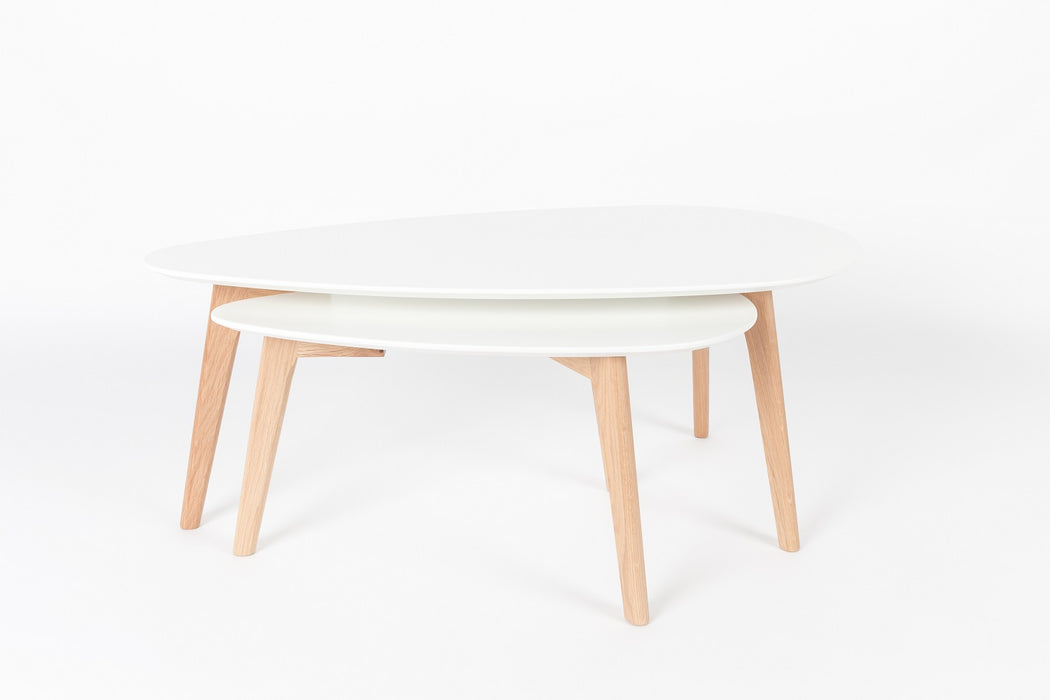 Salontafel Drop Set van 2 Hout Beige 50x100 cm-Bijzettafels-Creating Home