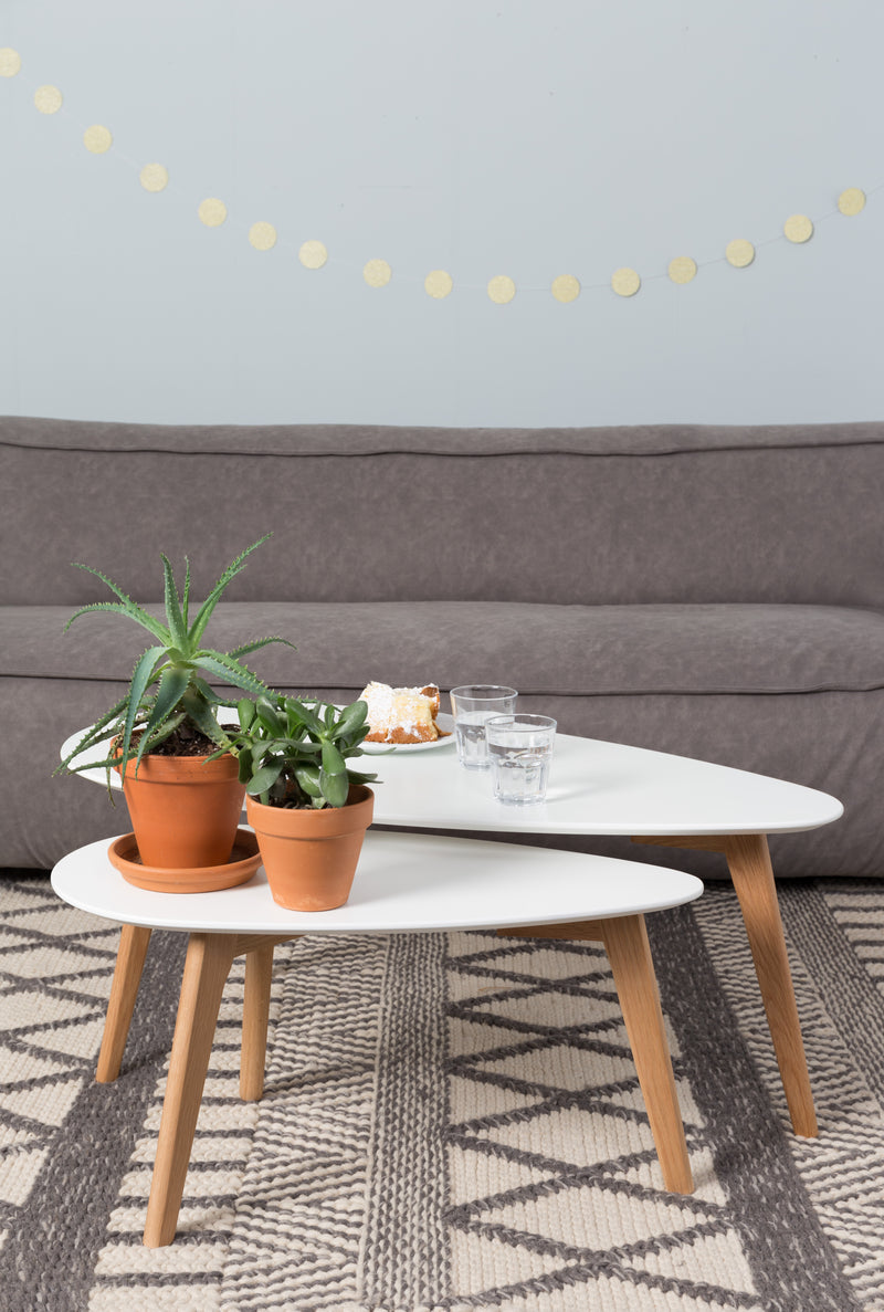 Salontafel Drop Set van 2 Hout Beige 50x100 cm-Bijzettafels-Creating Home