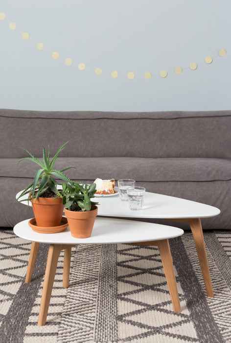 Salontafel Drop Set van 2 Hout Beige 50x100 cm-Bijzettafels-Creating Home
