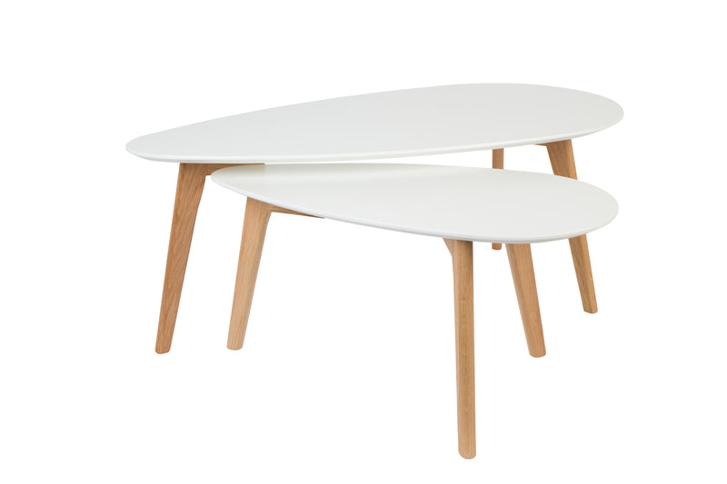 Salontafel Drop Set van 2 Hout Beige 50x100 cm-Bijzettafels-Creating Home