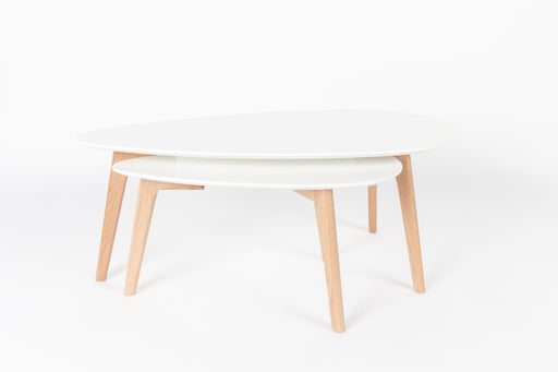 Salontafel Drop Set van 2 Hout Beige 50x100 cm-Salontafels-Creating Home