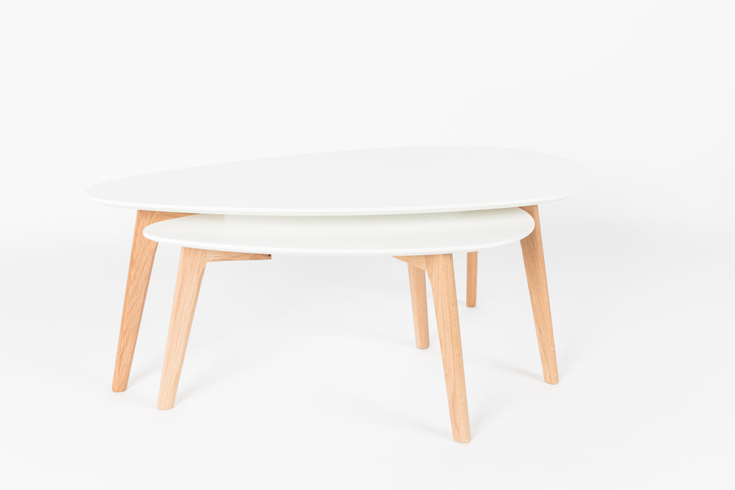 Salontafel Drop Set van 2 Hout Beige 50x100 cm-Salontafels-Creating Home
