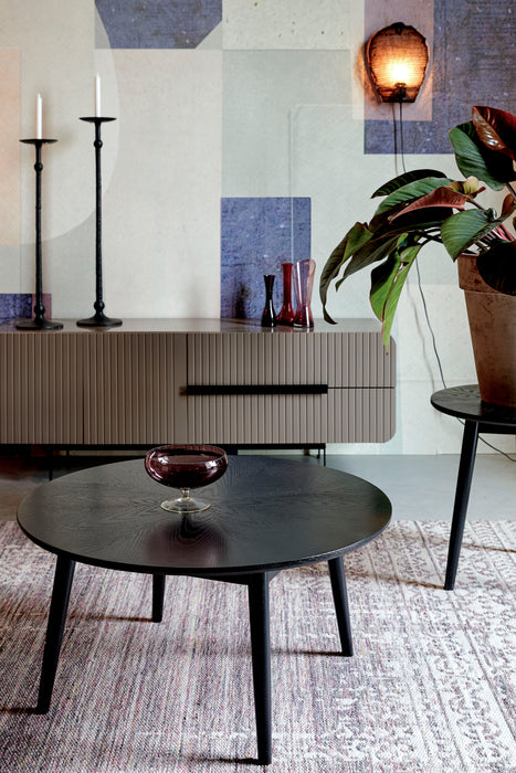 Salontafel Fabio Eikenfineer Zwart Ø80x40 cm-Salontafels-Creating Home