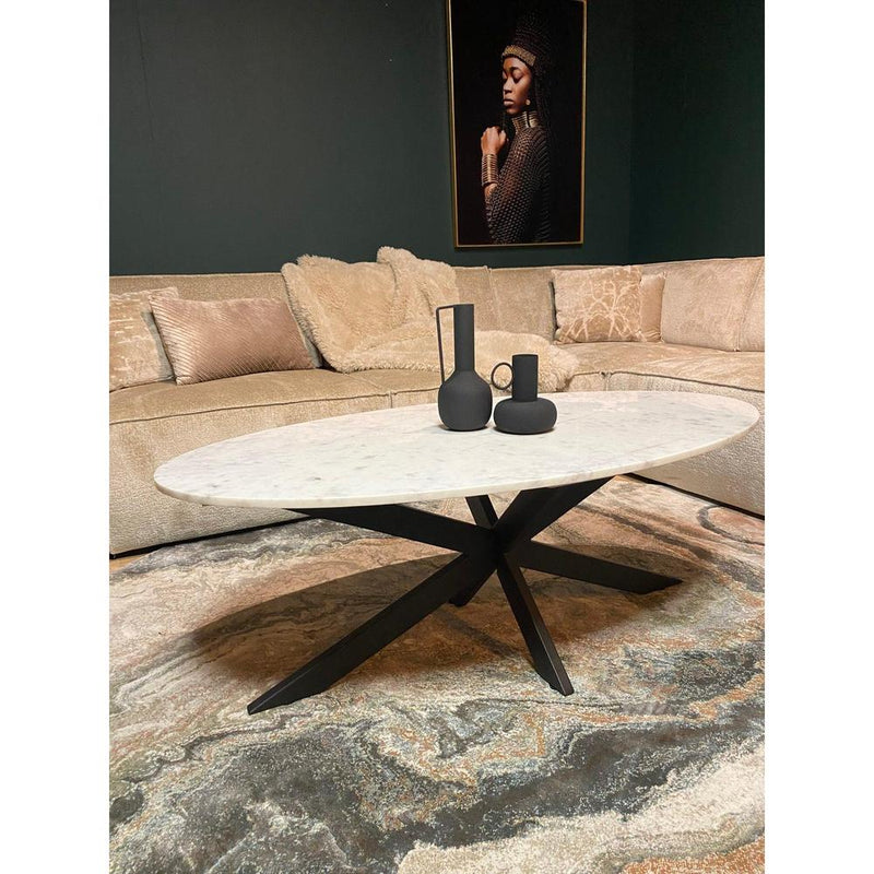 Salontafel Faye Ovaal Wit marmer 130x70x46 cm-Salontafels-Starfurn