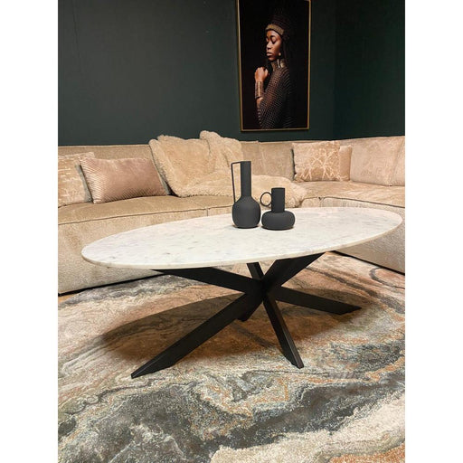 Salontafel Faye Ovaal Wit marmer 130x70x46 cm-Salontafels-Starfurn
