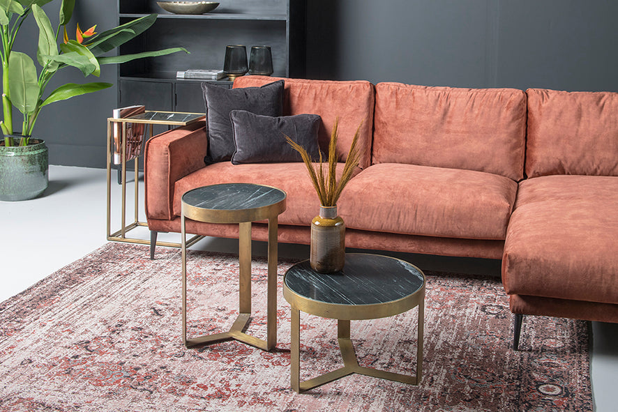 Salontafel Glennis Marble Marmer Zwart 40 cm-Salontafels-Livingfurn