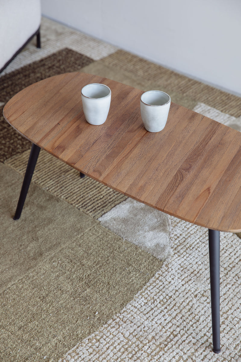 Salontafel Gualdo Teak veneer Zwart 80x39 cm-Salontafels-Creating Home