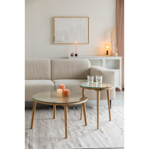 Salontafel Haru Rond Glass Beige 70x70 cm-Salontafels-Creating Home