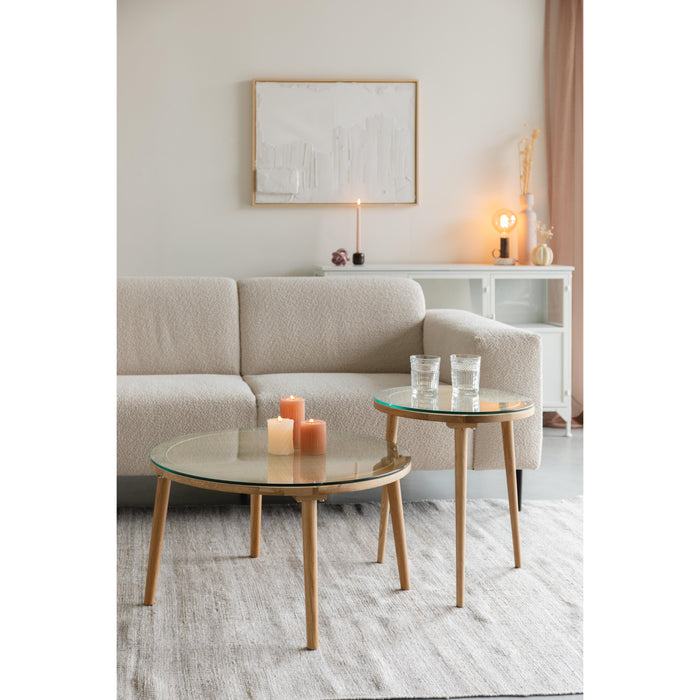 Salontafel Haru Rond Glass Beige 70x70 cm-Salontafels-Creating Home