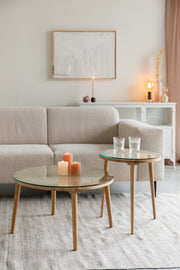 Salontafel Haru Rond Glass Beige 70x70 cm-Salontafels-Creating Home