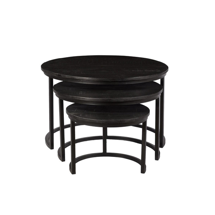 Salontafel Jerrel Kala Mangohout Zwart 74 cm 74x74x42 cm-Salontafels-Livingfurn