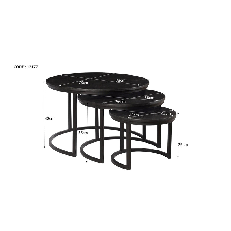 Salontafel Jerrel Kala Mangohout Zwart 74 cm 74x74x42 cm-Salontafels-Livingfurn