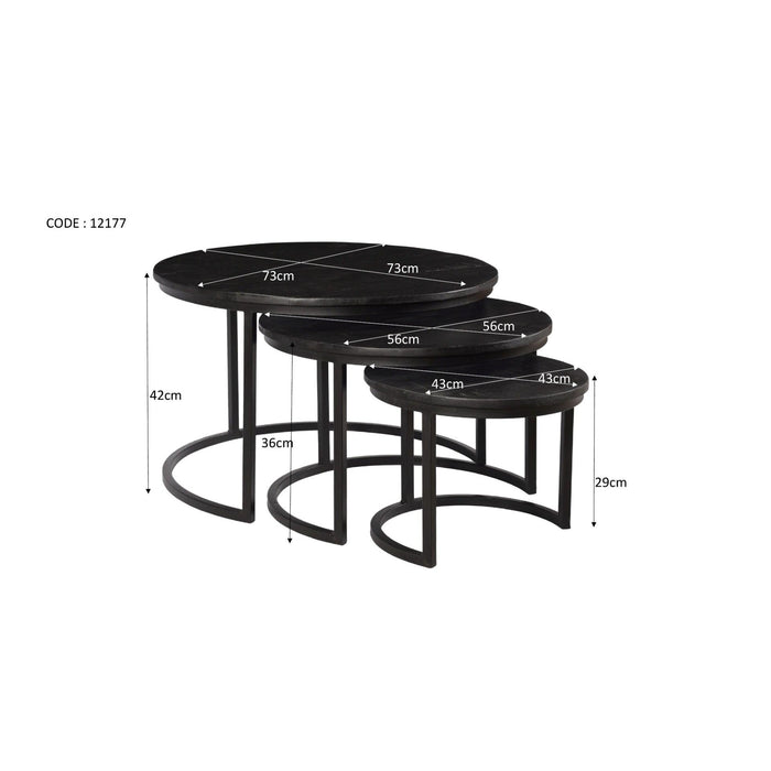 Salontafel Jerrel Kala Mangohout Zwart 74 cm-Salontafels-Livingfurn