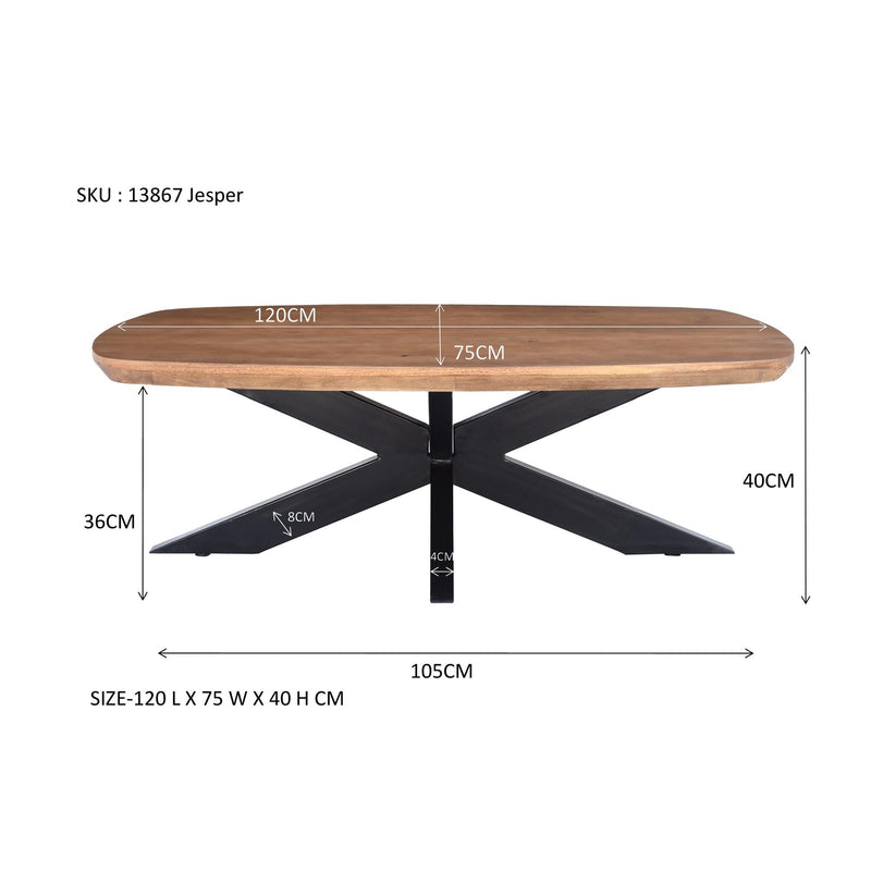 Salontafel Jesper Mangohout Naturel hout 120x75 cm-Salontafels-Livingfurn
