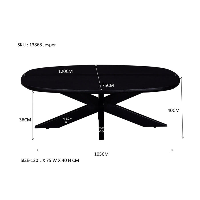 Salontafel Jesper Mangohout Zwart 120x75 cm-Salontafels-Livingfurn