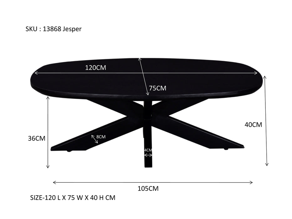 Salontafel Jesper Mangohout Zwart 120x75 cm-Salontafels-Livingfurn