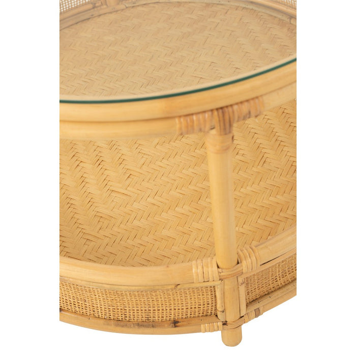 Salontafel Jovelyne Rattan + Glass Natuurlijk-Salontafels-J-Line