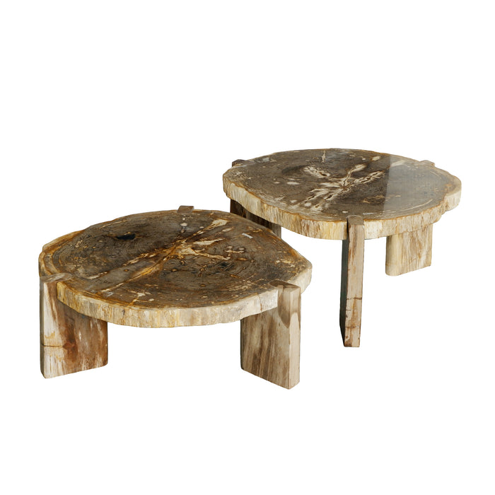 Salontafel Kayo Versteend Hout Beige Laag-Salontafels-PTMD