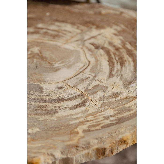 Salontafel Khine Versteend Hout Geel 60x50 cm-Salontafels-PTMD