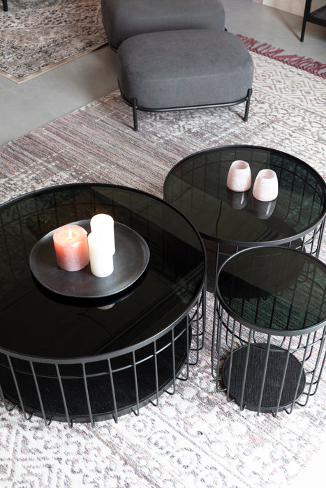 Salontafel Lance L Glass Zwart Ø80x38 cm-Salontafels-Creating Home