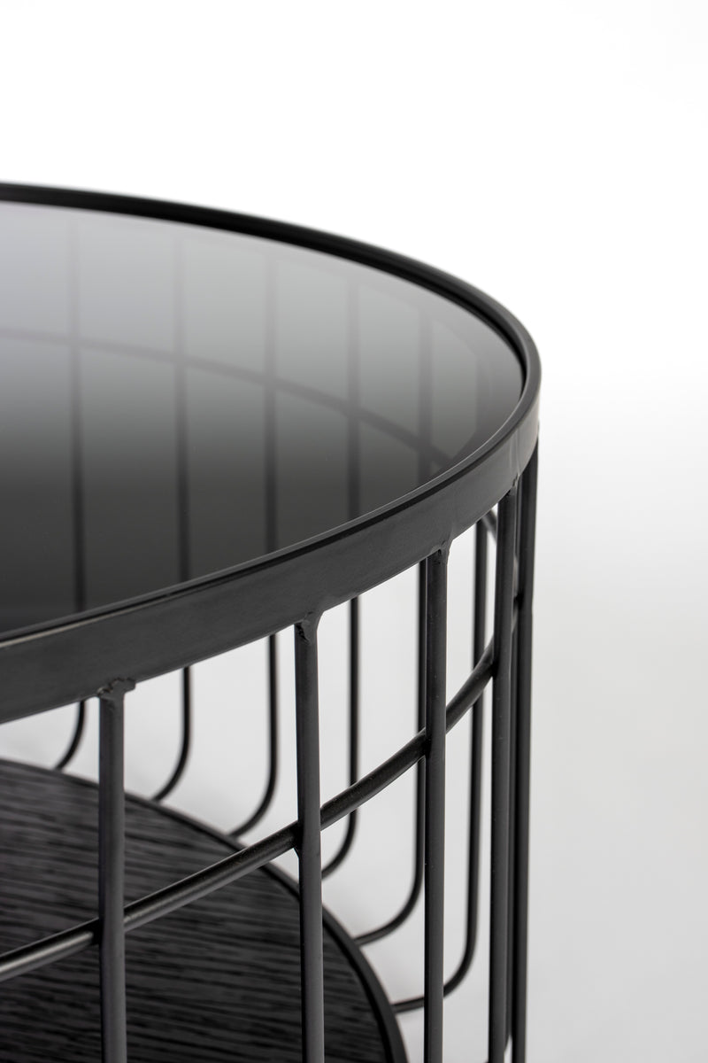 Salontafel Lance L Glass Zwart Ø80x38 cm-Salontafels-Creating Home