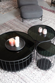 Salontafel Lance L Glass Zwart Ø80x38 cm-Salontafels-Creating Home
