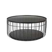 Salontafel Lance L Glass Zwart Ø80x38 cm-Salontafels-Creating Home