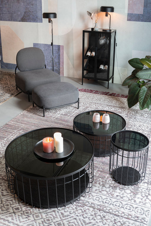 Salontafel Lance M Glass Zwart Ø60x31 cm-Salontafels-Creating Home