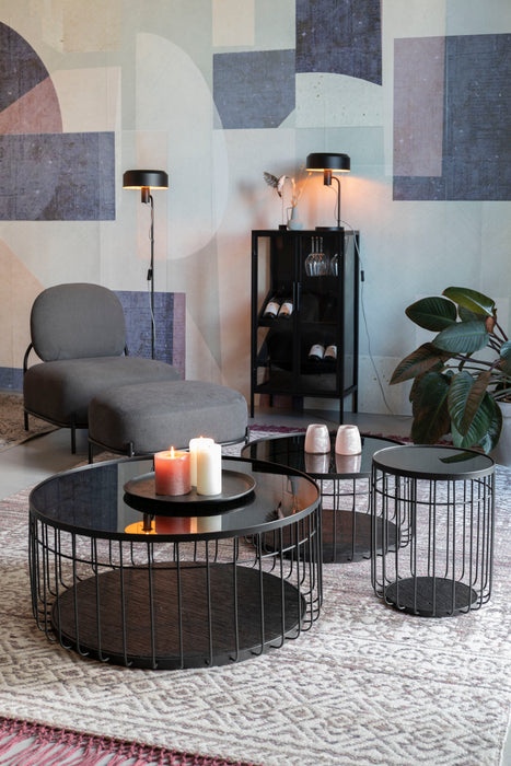 Salontafel Lance M Glass Zwart Ø60x31 cm-Salontafels-Creating Home