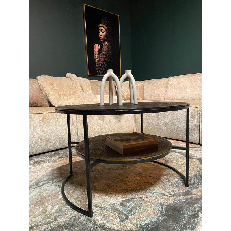Salontafel Lecia Zwart Goud 80x80x50 cm-Salontafels-Starfurn