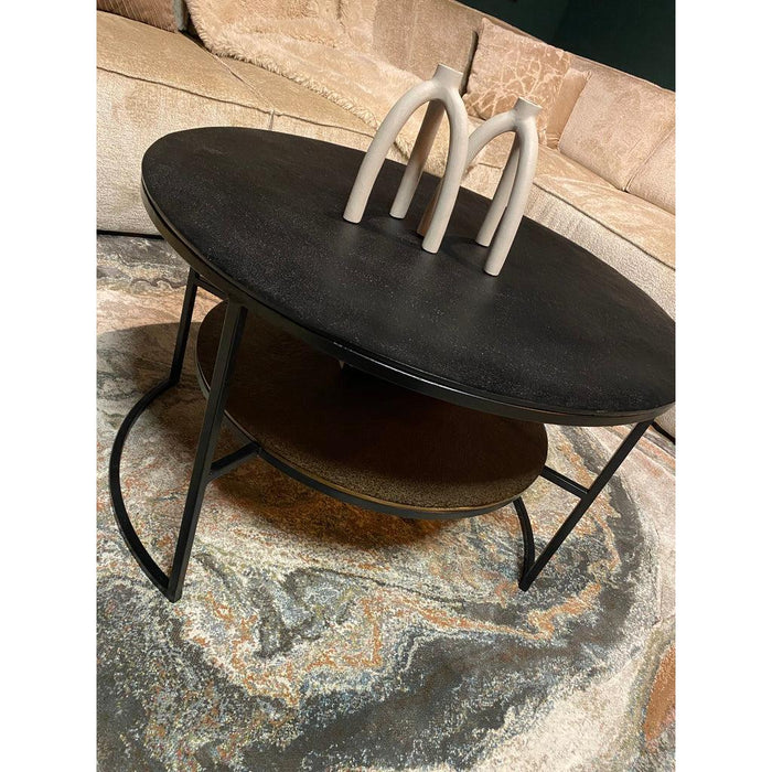 Salontafel Lecia Zwart Goud 80x80x50 cm-Salontafels-Starfurn