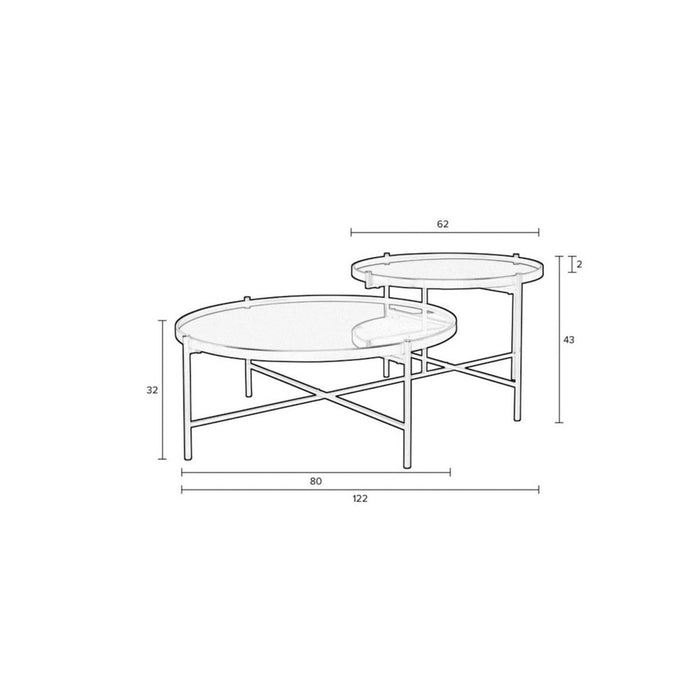 Salontafel Li | Zwart | Metaal | Glas-Salontafels-Creating Home