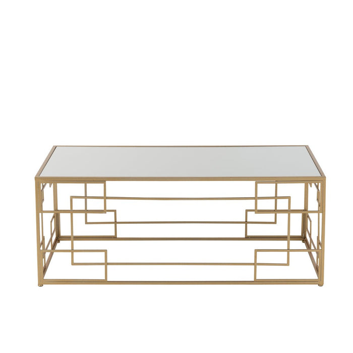 Salontafel Lijnen metaal/glas goud-Salontafels-J-Line