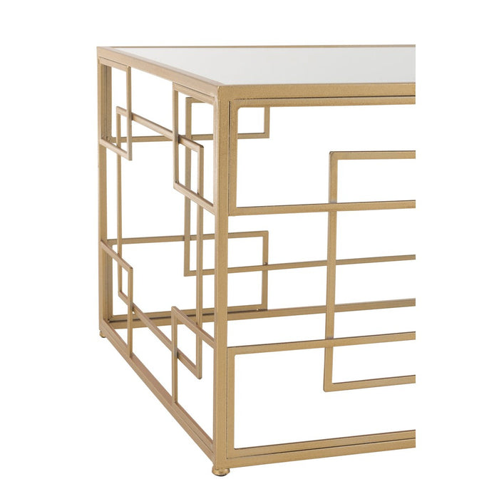 Salontafel Lijnen metaal/glas goud-Salontafels-J-Line