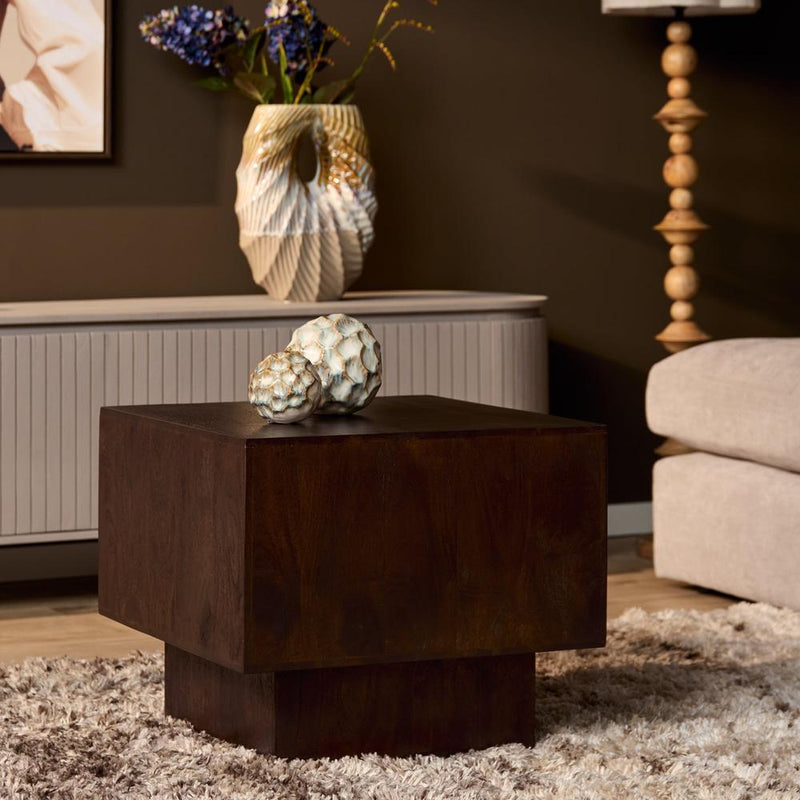 Salontafel Livia Bruin Mangohout 56 cm 56x56x46 cm-Salontafels-Starfurn