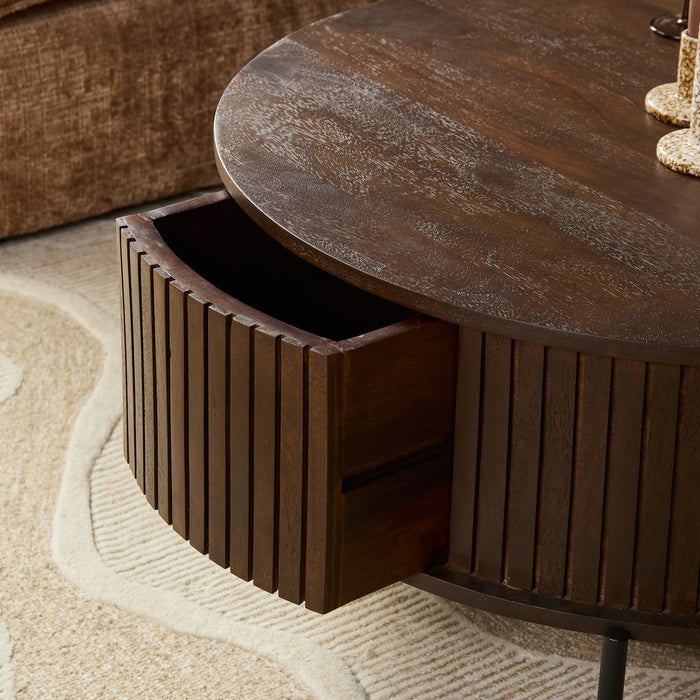Salontafel Madison Bruin - 80 cm - Rond-Salontafels-Starfurn